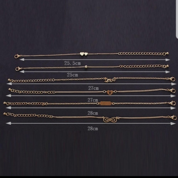 6  PC Gold Charm Bracelet/Anklet Set - Picture 4 of 4